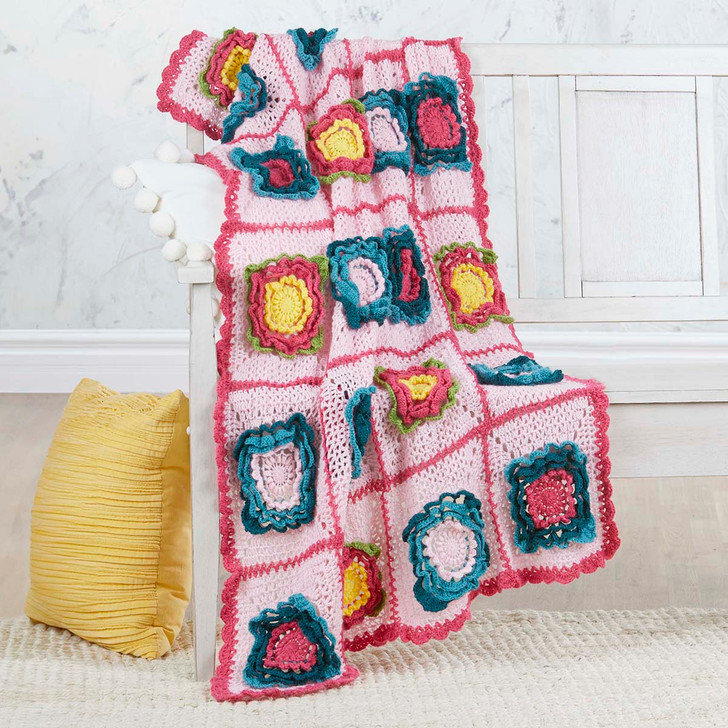 Herrschners Petal Patchwork Mommy Blanket Crochet Yarn Kit