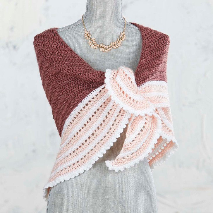 Herrschners Rosy Bordeaux Shawl Crochet Yarn Kit