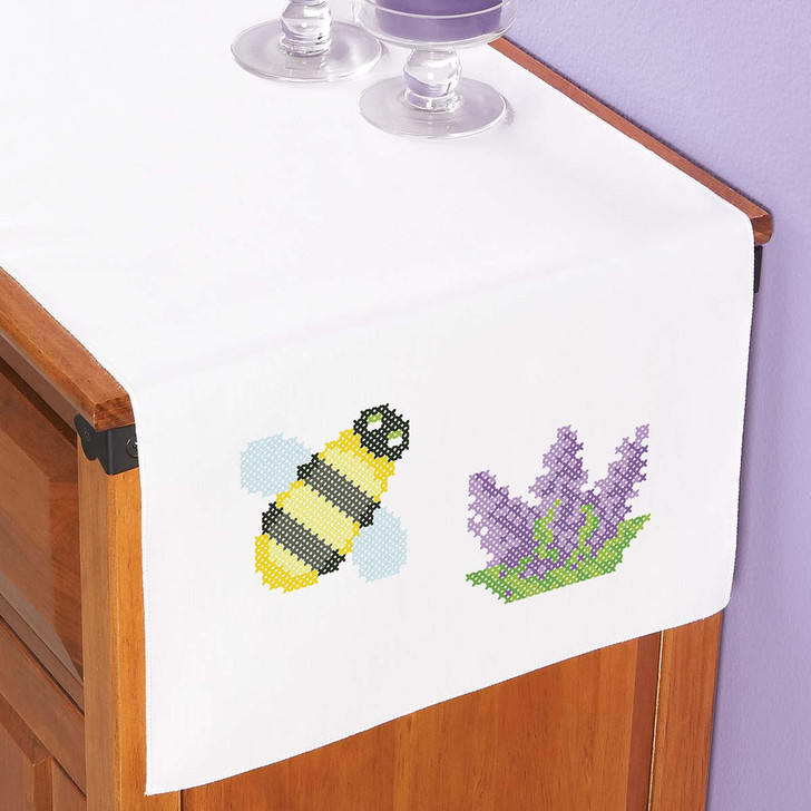 Herrschners Buzzing Bees Dresser Scarf Stamped Cross-Stitch