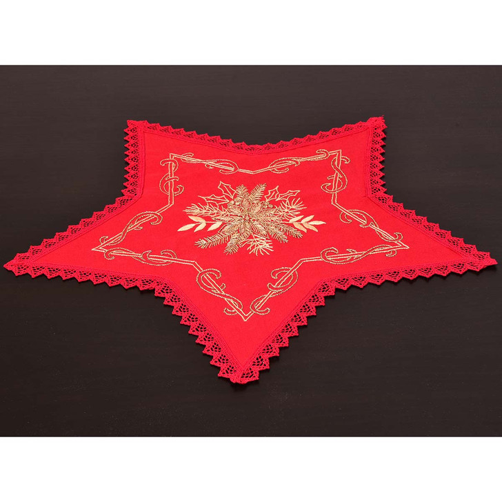 Craftways Golden Poinsettia Doily Stamped Embroidery Kit