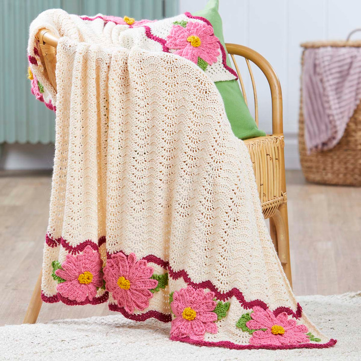 Herrschners Gerbera Daisy Ripple Afghan Crochet Yarn Kit