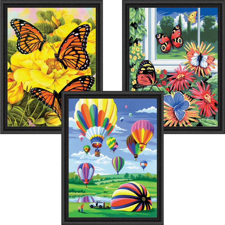 Royal Brush Butterflies & Hot Air Balloons, Set of 3 Paint by Number Kit