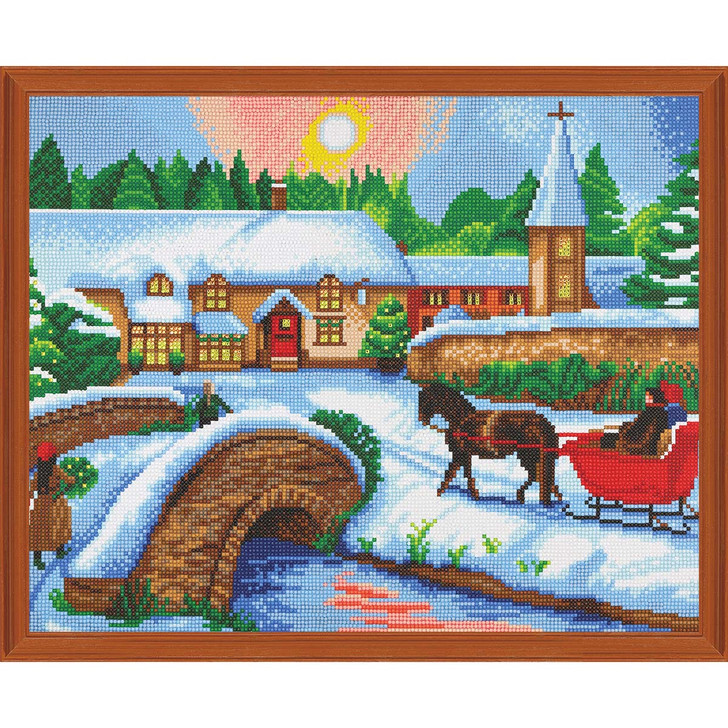 Crystal Art Winter Village Kit & Frame Diamond Painting