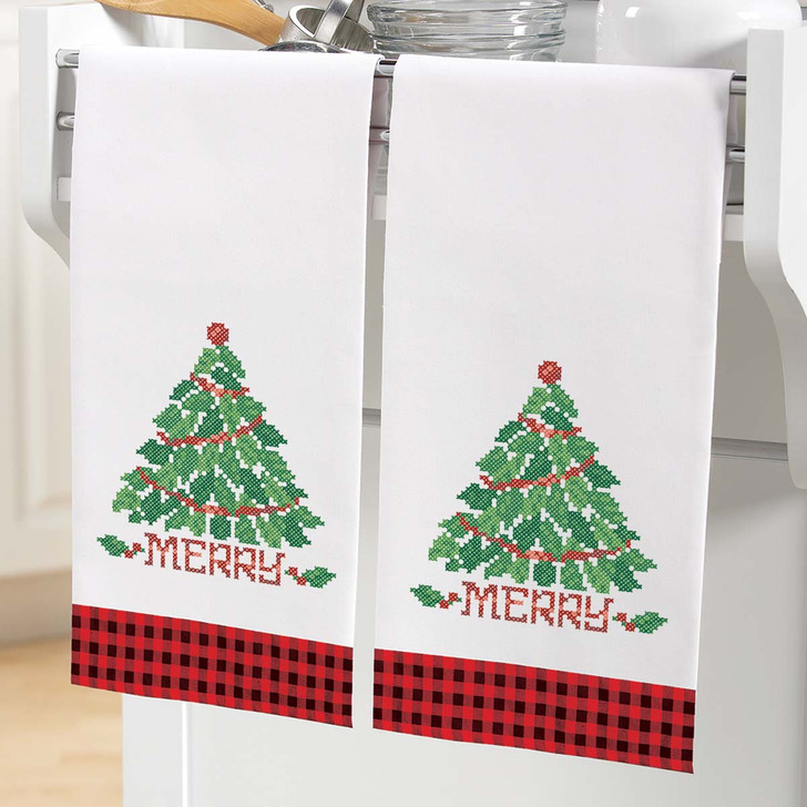 Herrschners Christmastide Towel Pair Stamped Cross-Stitch