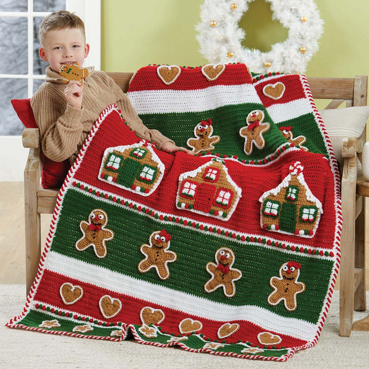 Herrschners Jolly Gingerbread Afghan Crochet Yarn Kit