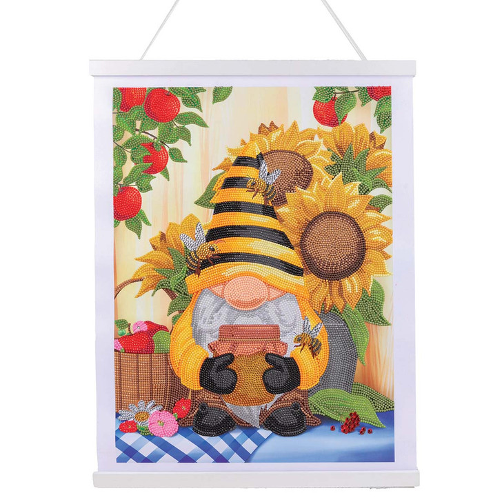 Crystal Art Busy Bee Gnome Scroll Diamond Painting