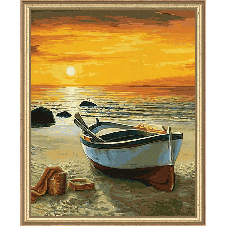 Schipper Fishing Boat on the Beach Kit & Frame Paint by Number Kit