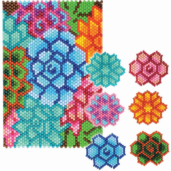 Herrschners Colorful Succulents Banner & Coasters, Set of 2 Pony Bead Kit