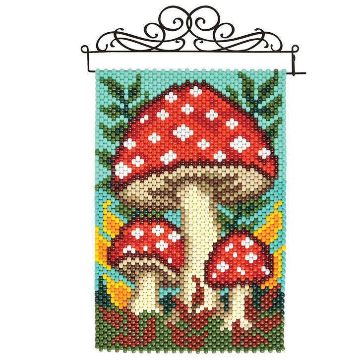 Herrschners Forest Mushroom Kit & Hanger Pony Bead Kit