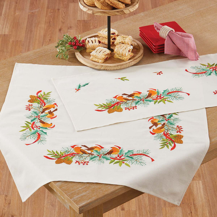 Herrschners Santa Birds Set of 2 Stamped Embroidery Kit