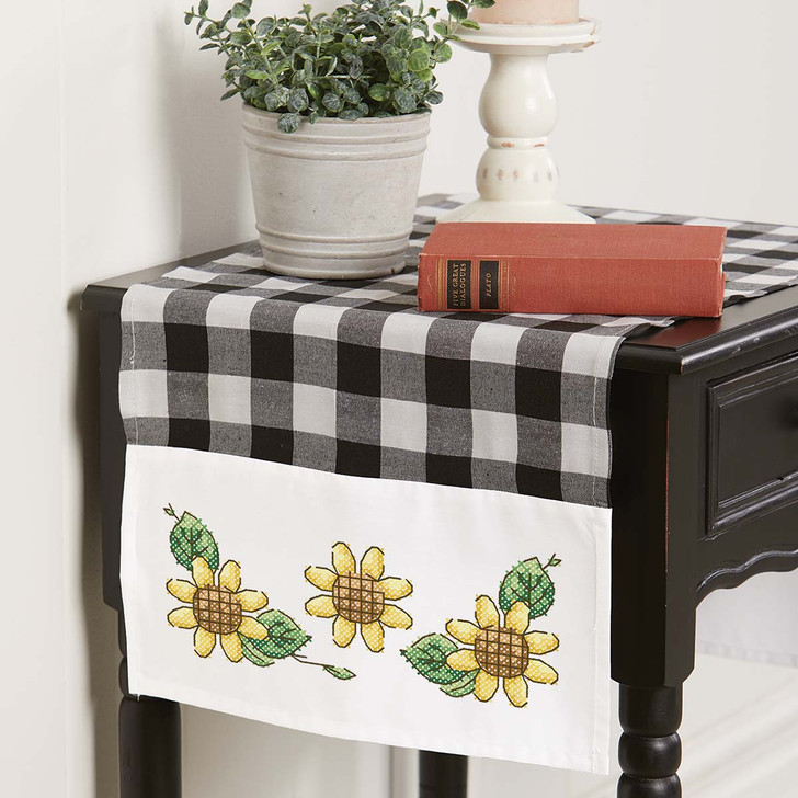 Herrschners Sunflower Trio Dresser Scarf Stamped Cross-Stitch