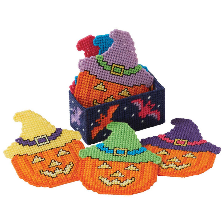 Herrschners Spooky Pals Coasters with Holder Plastic Canvas Kit