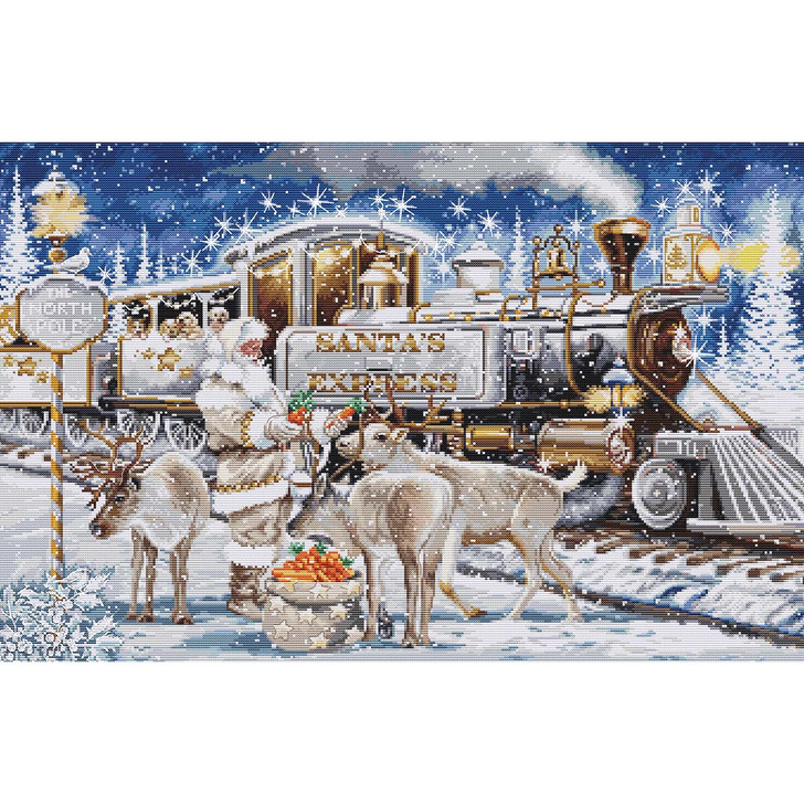 Luca-S Santa's Express White Counted Cross-Stitch Kit