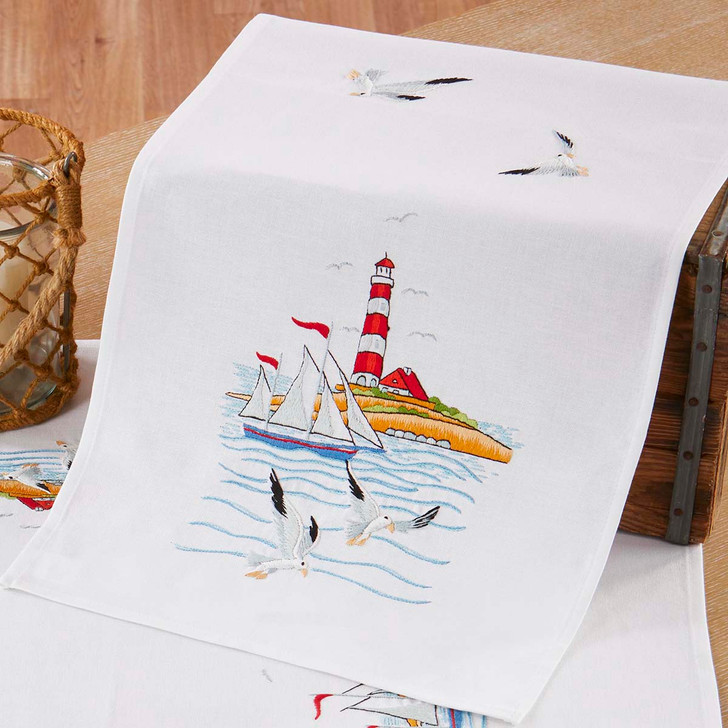 Herrschners Coastline Table Runner Stamped Embroidery Kit