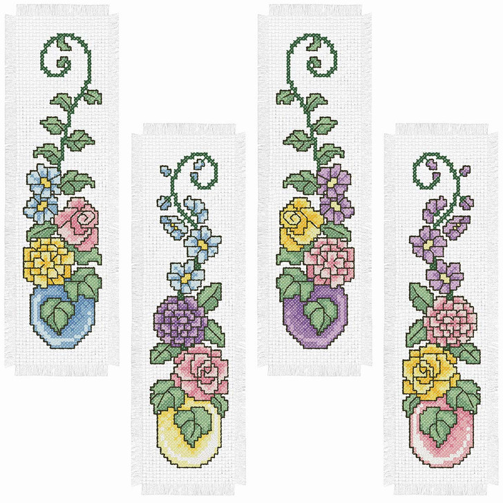 Herrschners Bright Blooms Bookmarks Counted Cross-Stitch Kit