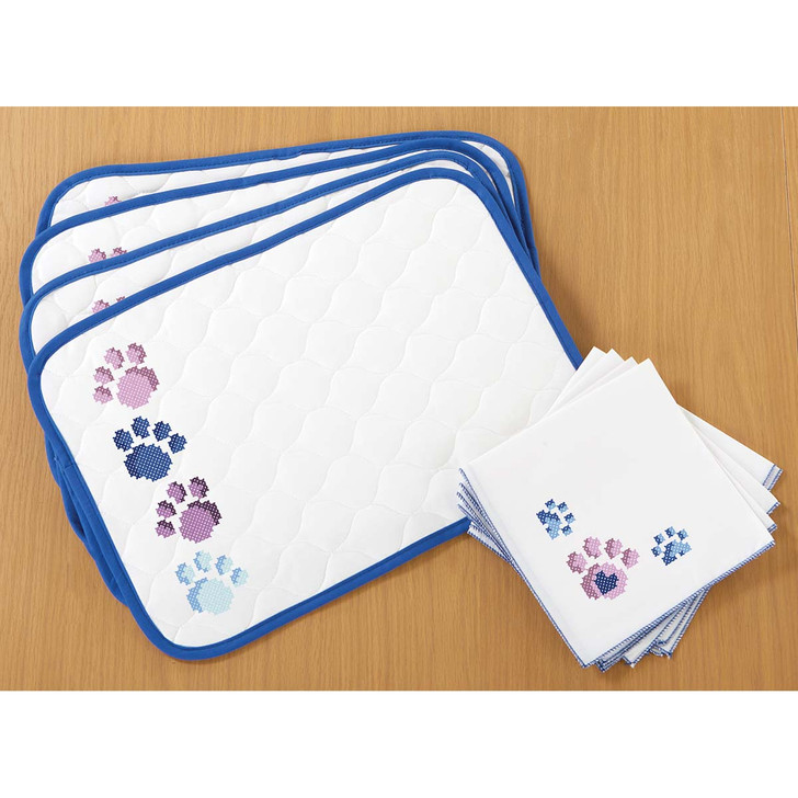 Herrschners Love My Pet Place Mats & Napkins Stamped Cross-Stitch