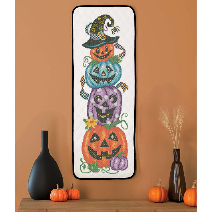 Hello Pumpkin Kreuzstich-Set Mit DMC-Garn – Herbstkranz, Für Türschild Oder Wanddekoration