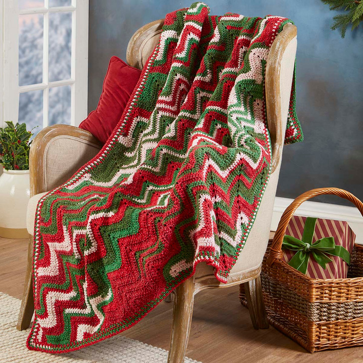 Herrschners Merry Tidings Diagonal Ripple Afghan Crochet Kit