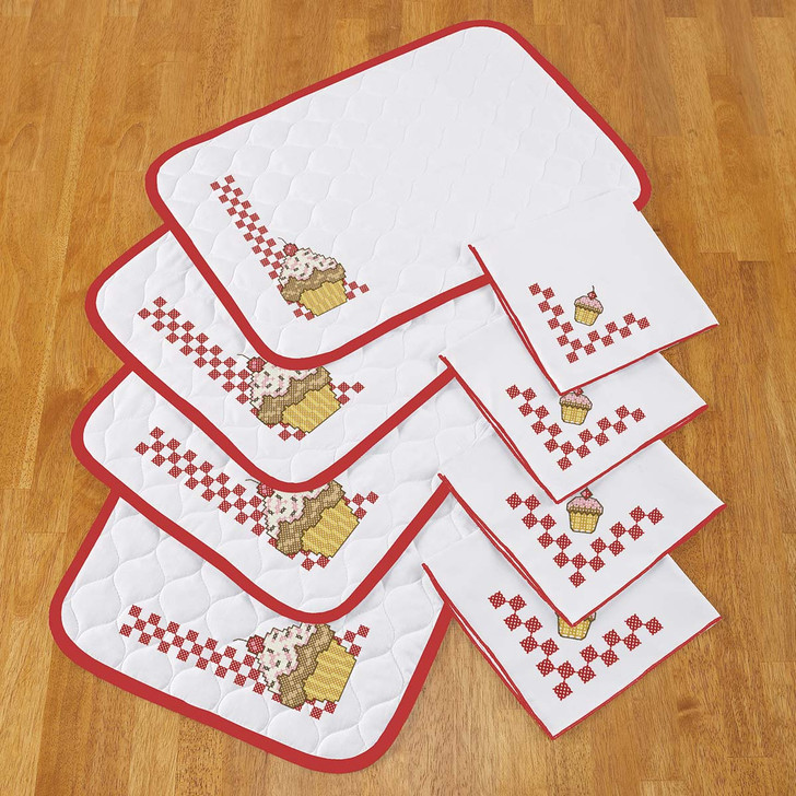 Herrschners Sweet Treats Place Mat & Napkins Stamped Cross-Stitch
