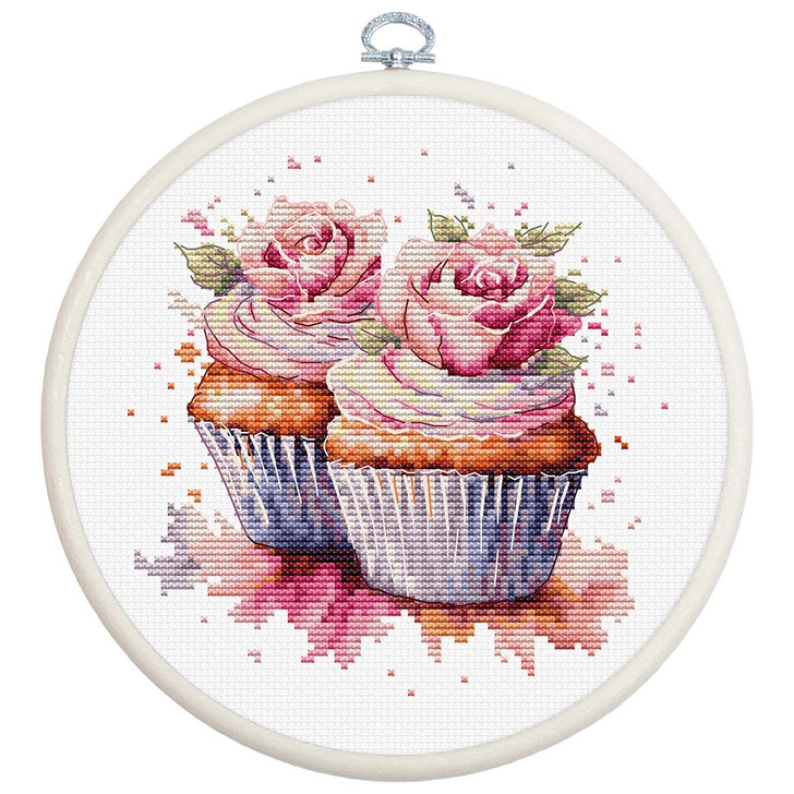 Luca-S The Cupcakes Hoop Counted Cross-Stitch Kit