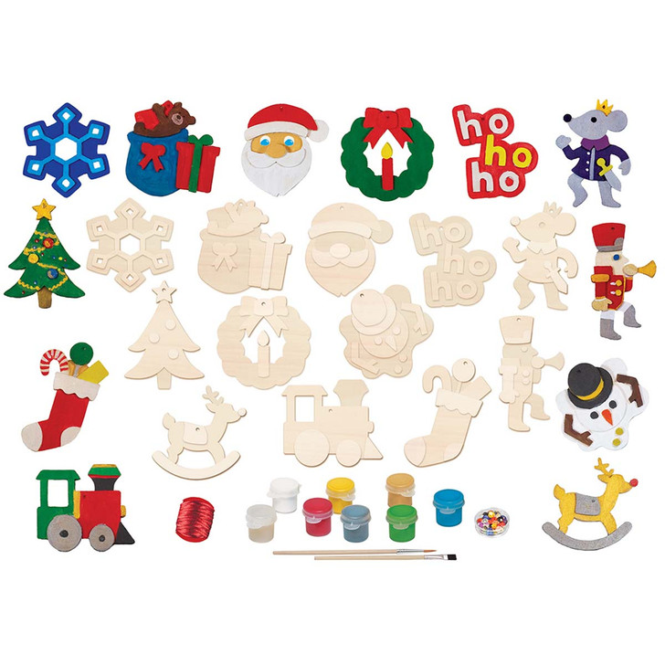 Masterpieces Puzzle Co Holiday Ornaments Wood Craft Paint Set