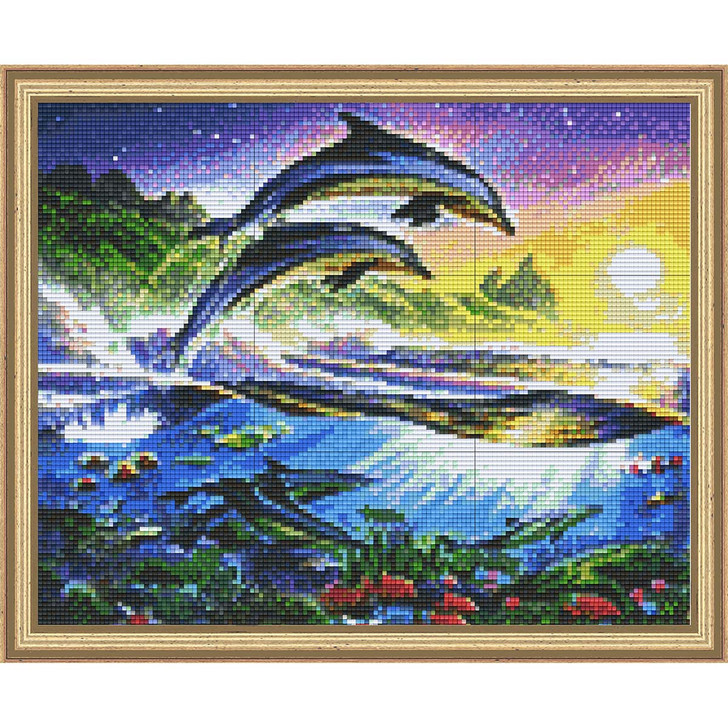 PixelHobby Atlantic Dolphins Kit & Frame Mosaic Art Kit