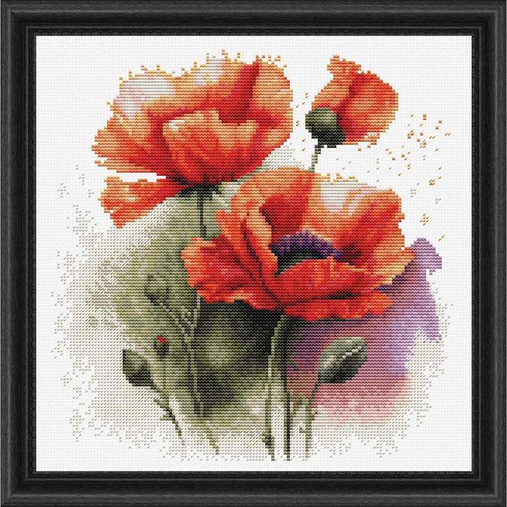 Luca-S The Poppy Flowers Kit & Frame Counted Cross-Stitch