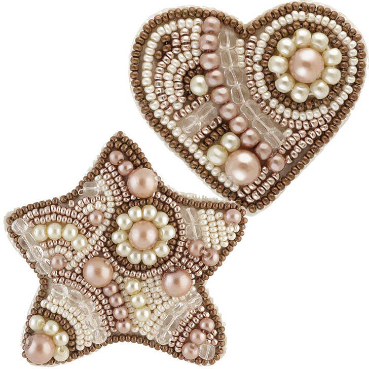 Vervaco Gingerbread Heart & Star Brooch, Set of 2 Beading Kit
