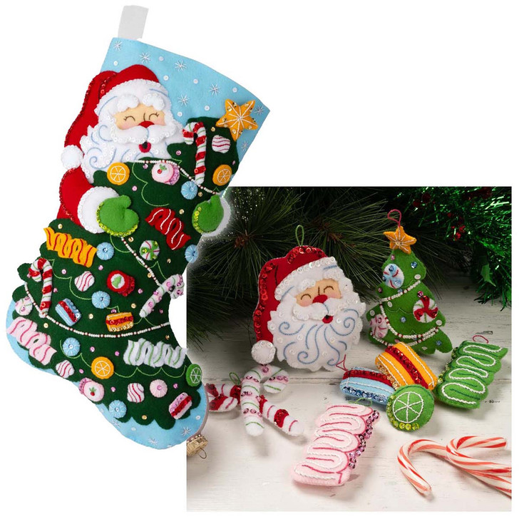 Bucilla Santa's Candy Christmas, Set of 2 Felt & Sequin Kit