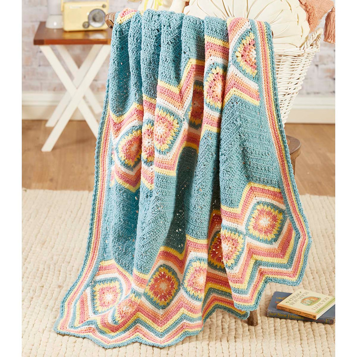 Herrschners Sweetpea Squares Blanket Crochet Kit