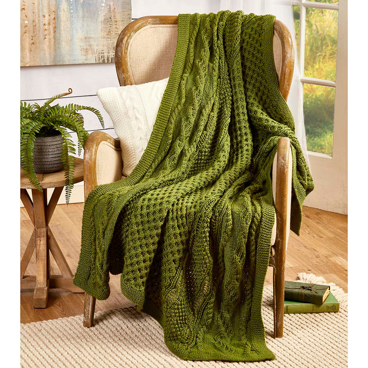 Herrschners Green Haven Cabled Blanket Knit Kit