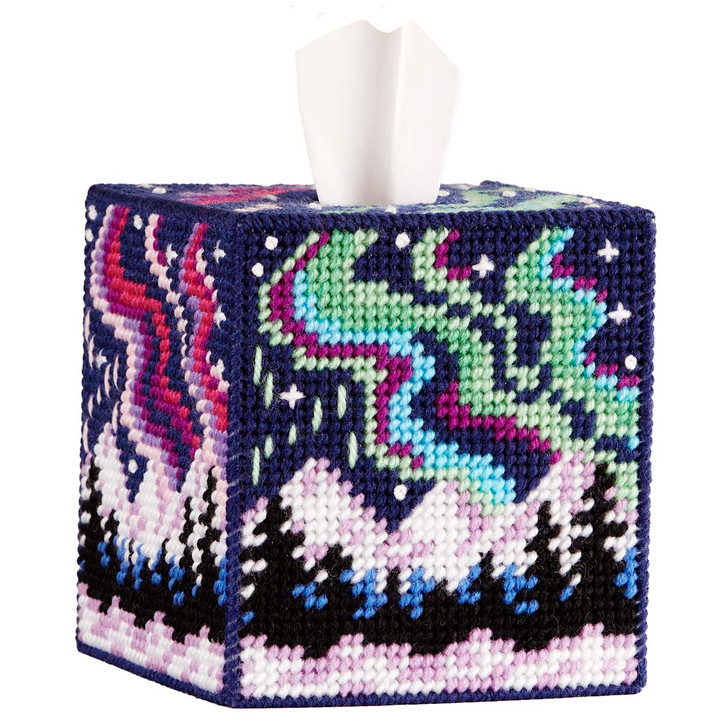 Herrschners Aurora Nights Tissue Box Plastic Canvas Kit