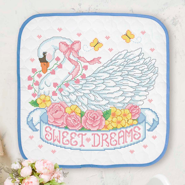 Herrschners Sweet Dreams Swan Wall Hanging Stamped Cross-Stitch Kit