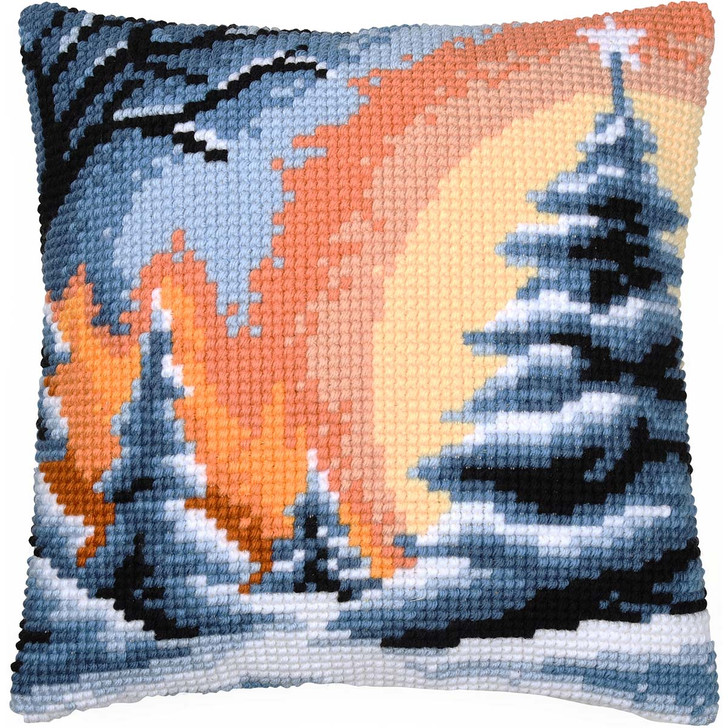 Vervaco Snowy Landscape Pillow Cover Needlepoint Kit