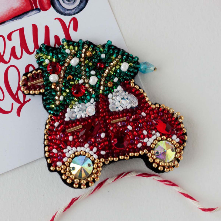 Abris Art Christmas Car Brooch Bead Embroidery Kit