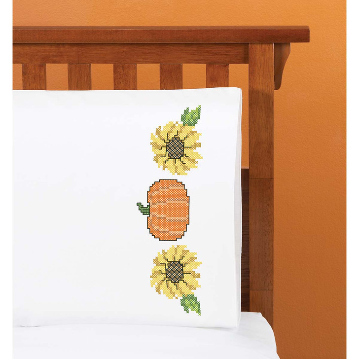 Herrschners Harvest Time Pillowcase Pair Stamped Cross-Stitch