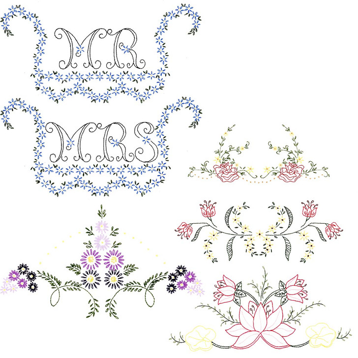 Herrschners Revival Dresser Scarves V Set Stamped Embroidery