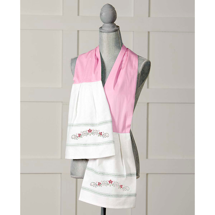 Herrschners Sweet Azaleas Kitchen Scarf Stamped Embroidery Kit