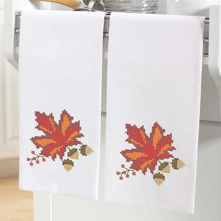 Herrschners Autumn Glow Towel Pair- September Stamped Cross-Stitch
