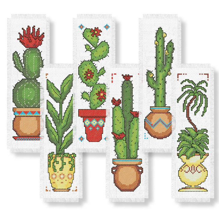 Herrschners Sunny Succulent Bookmarks Counted Cross-Stitch Kit