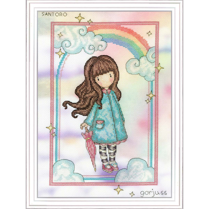 Bothy Threads Gorjuss- Rainbow Wishes Kit & Frame Counted Cross-Stitch Kit