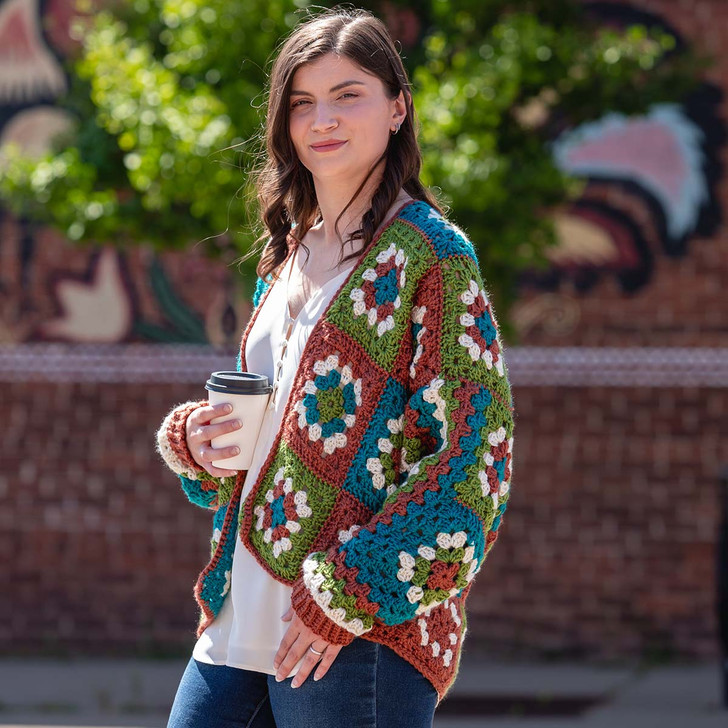 Herrschners Maple & Moss Granny Cardigan Crochet Kit