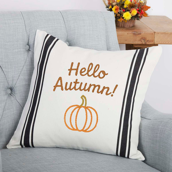 Hello Autumn Pillow Cover Embroidery Pattern Free Download