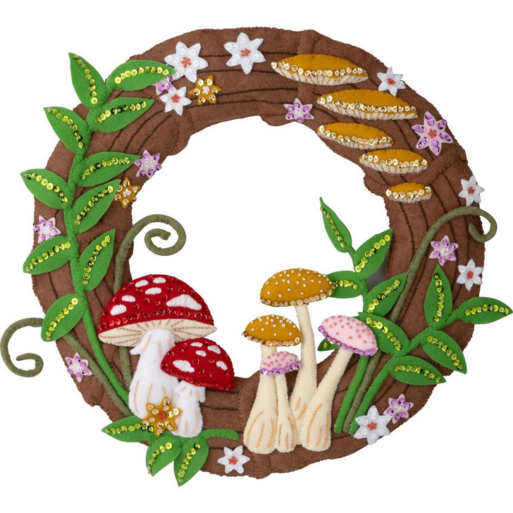 Bucilla Mushroom Magic Wreath Felt & Sequin Kit