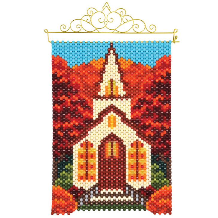 Herrschners Autumn Church Beaded Banner with Free Hanger Pony Bead Kit