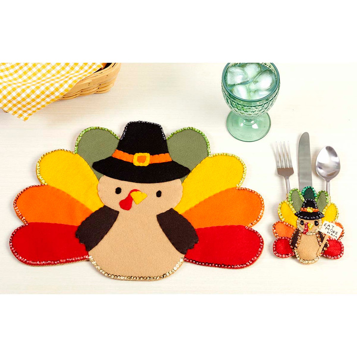 Herrschners Turkey Trot Silverware Pockets & Place Mats Felt & Sequin Kit