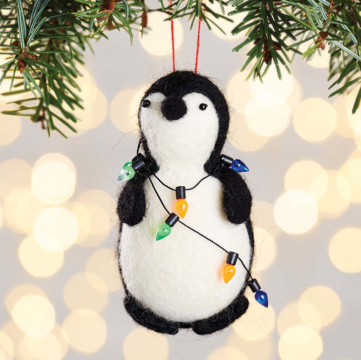 Penguin with Fairy Lights Needle Felting