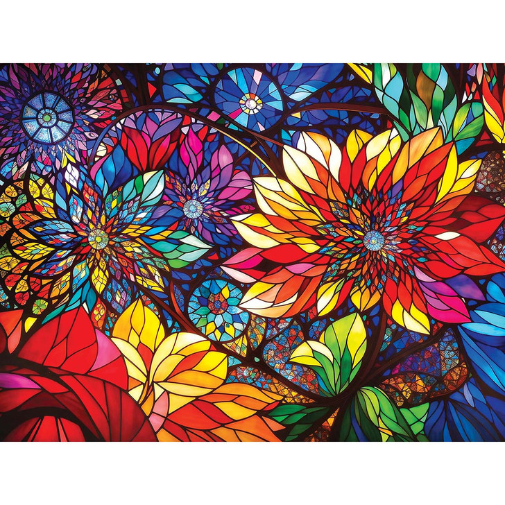 Rose Art Stained Glass Flowers Jigsaw Puzzle