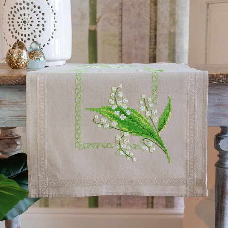 Vervaco Lily of the Valley Table Runner Stamped Cross-Stitch Kit