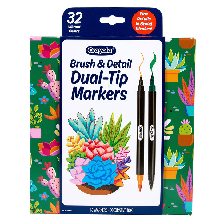 Crayola 16 ct Brush & Detail Dual-Tip Markers Artist Tool